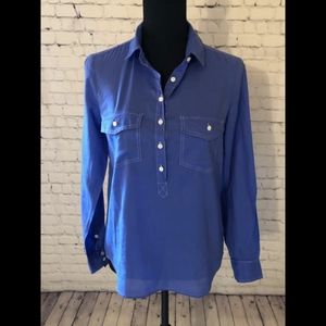 EUC J. Crew blue half button down shirt- size 0